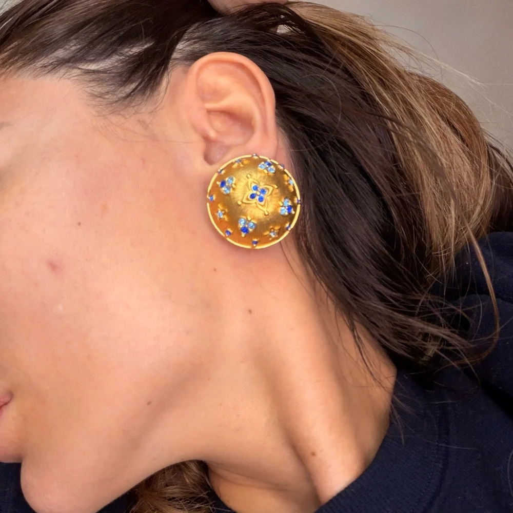 💙✨ Goossens Paris Gold & Blue Crystal Clip-On Earrings💙✨ - Picture 9 of 9